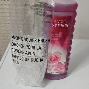Avon Senses Soft Pink Bubble Bath & Shower Brush/NOT FOR SALE